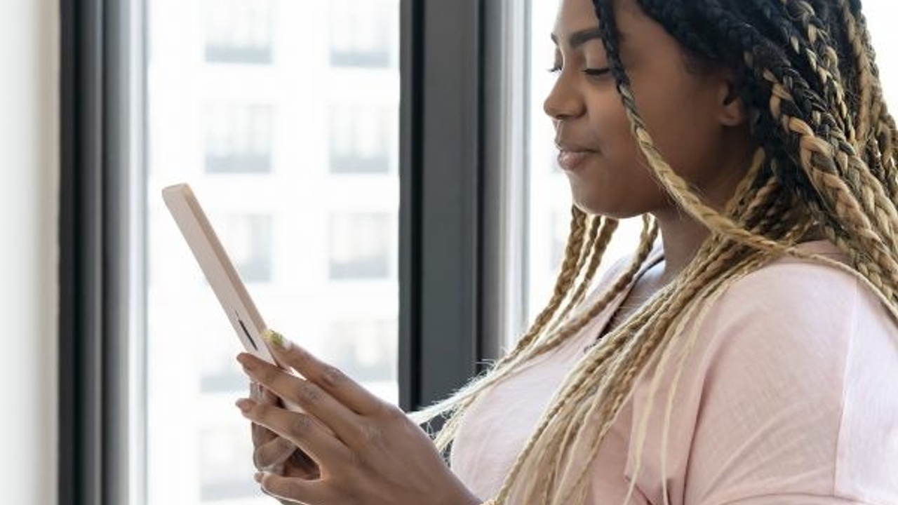 Woman looking at iPad