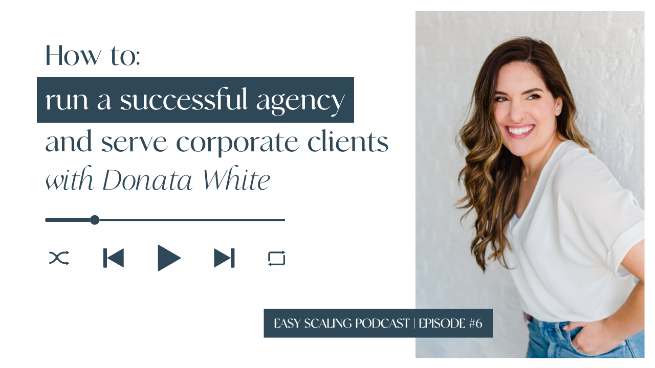 Donata White podcast episode cover about How to Run a Successful Agency and Serve Corporate Clients