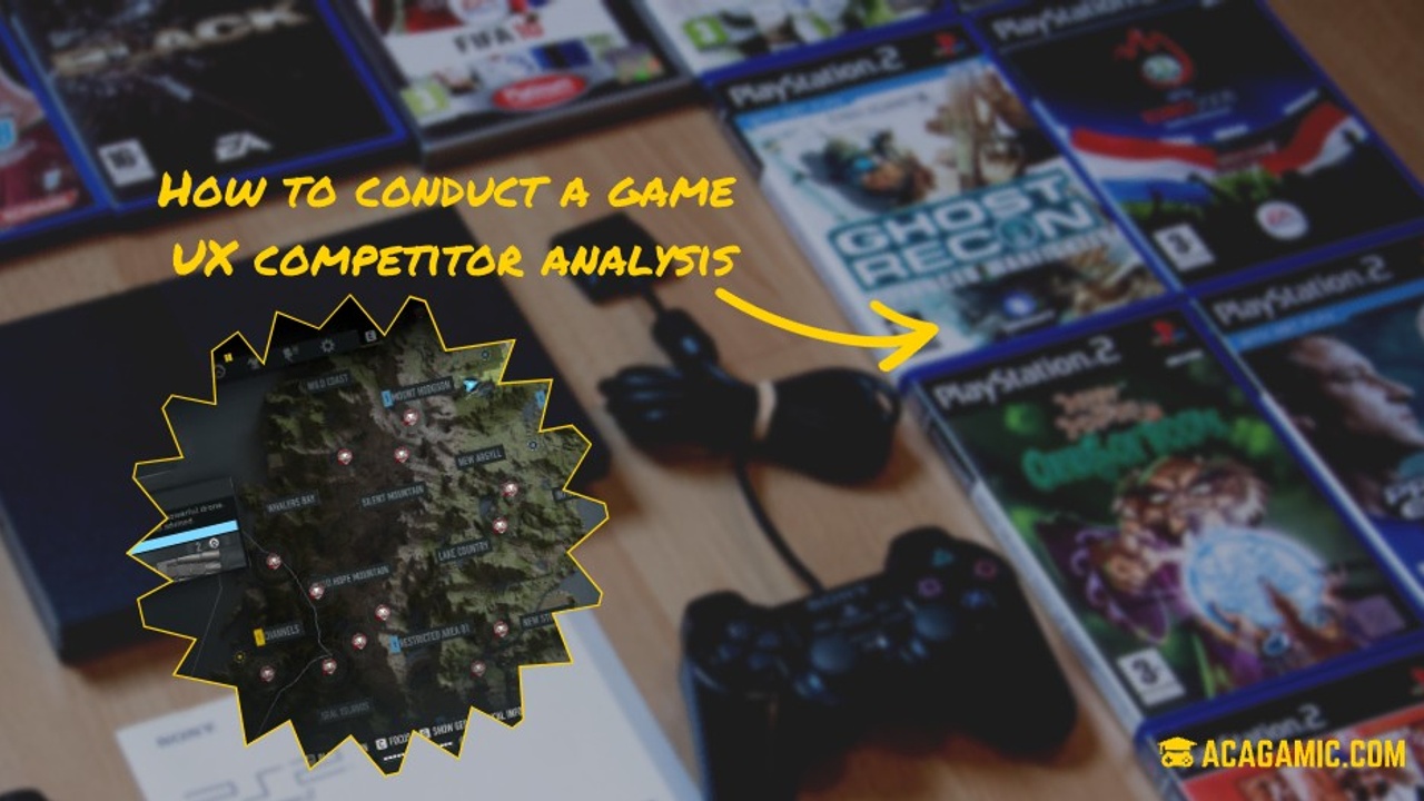 An image of different PS2 games with a starbust screenshot of a Ghost Recon in-game map.