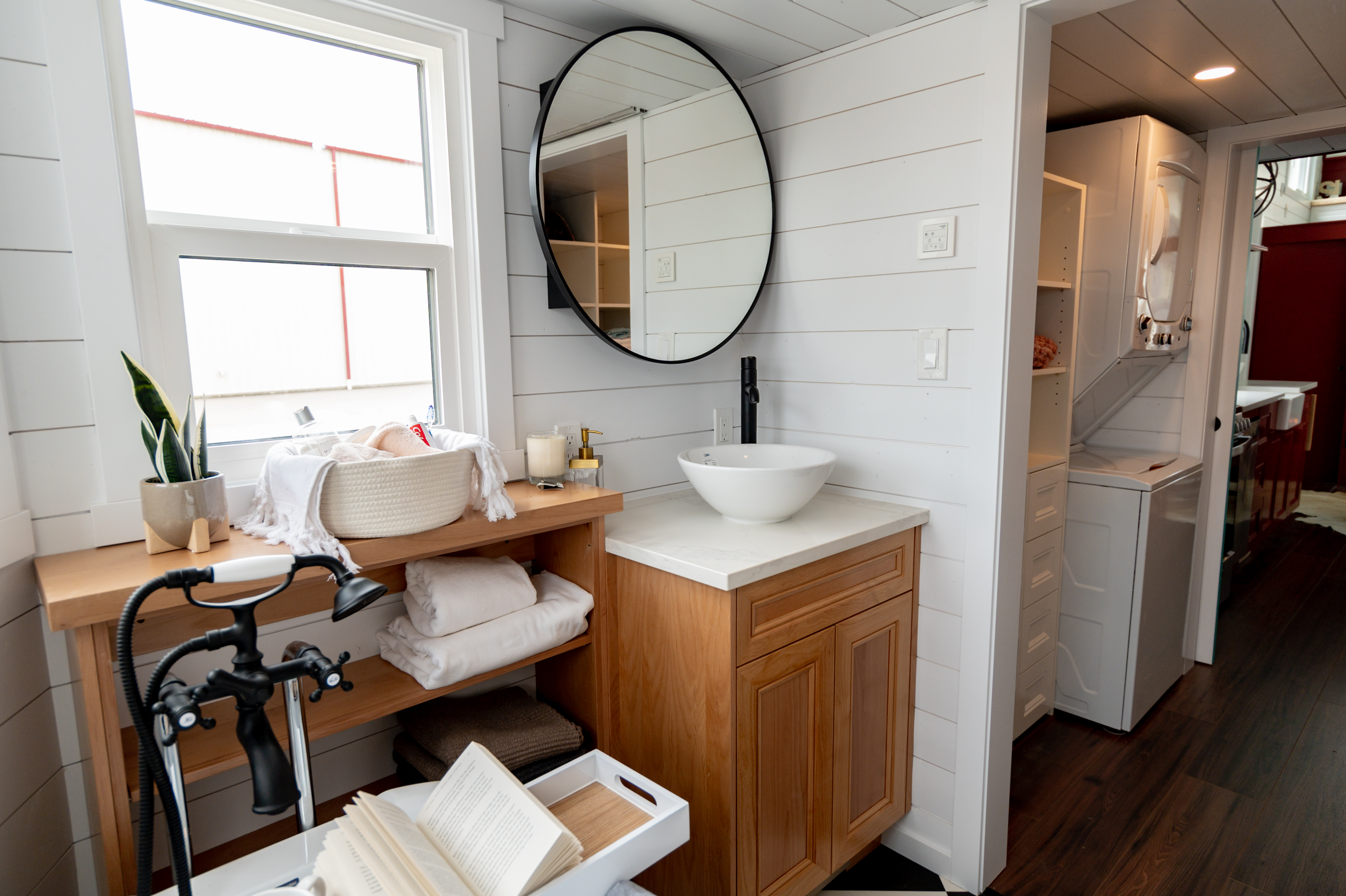 bathroom sink and bath in a tiny home