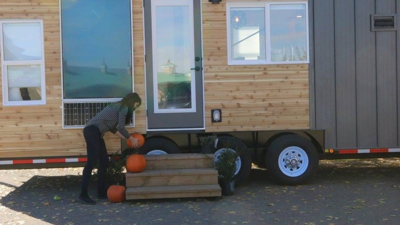 tiny home in the fall from teacup tiny homes in Edmonton Alberta Canada