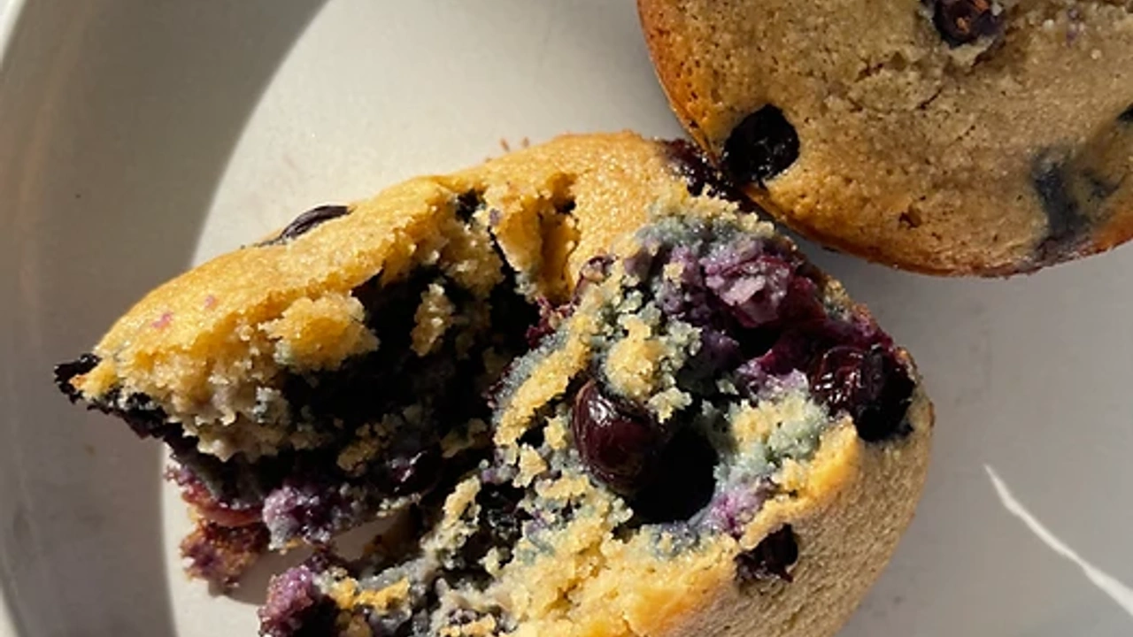 Blueberry muffins on a plate