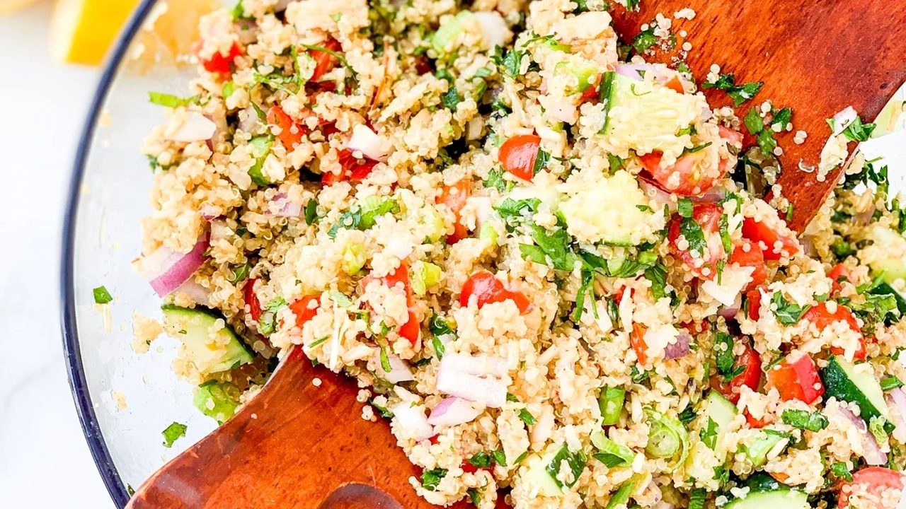 Bowl of quinoa tabbouleh