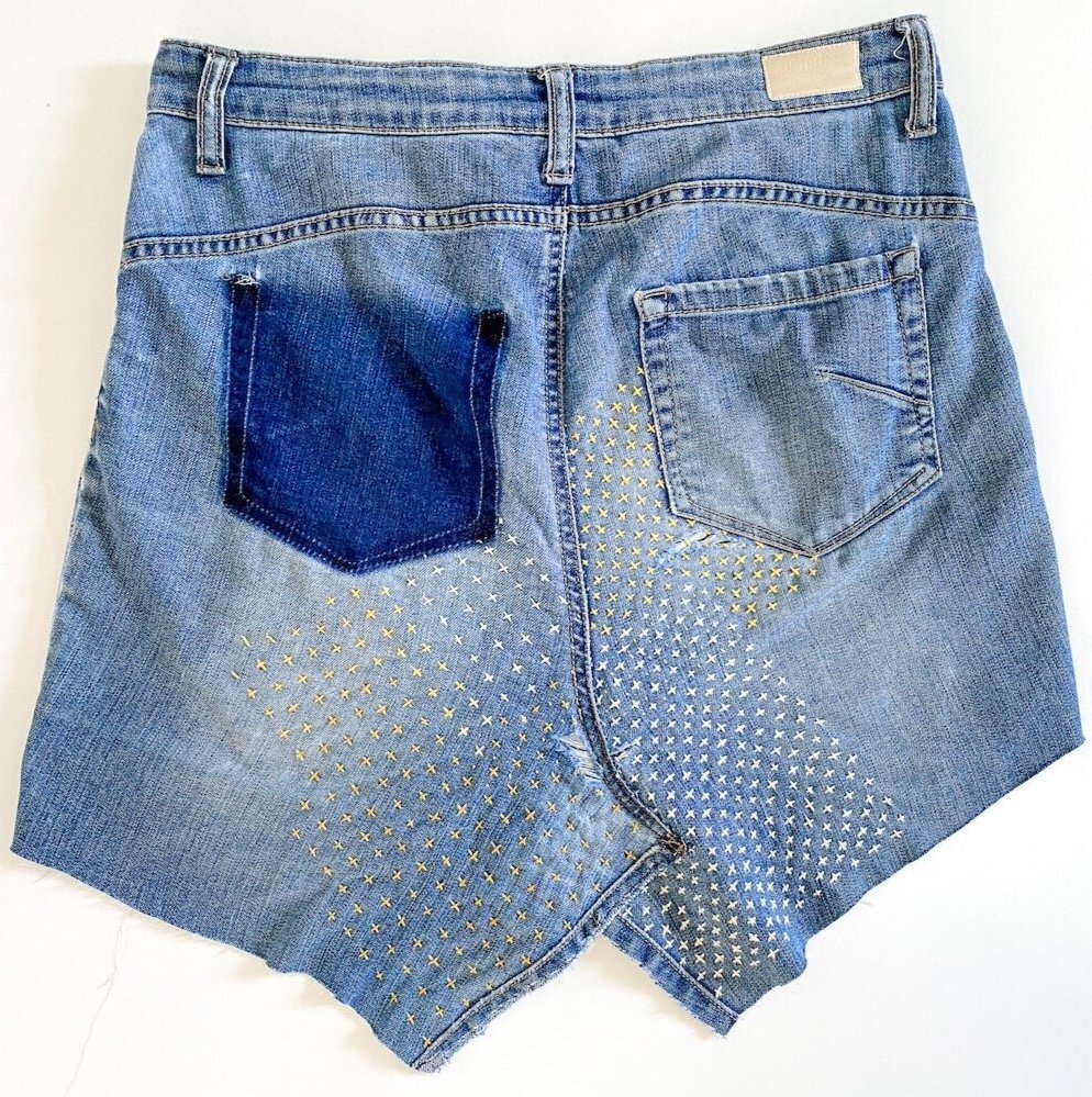 DIY Recycled Jeans, Hippie Jeans, Trying Sashiko 