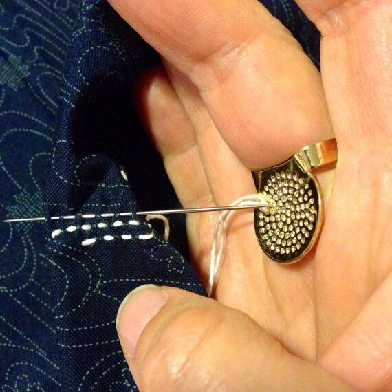 DIY Sashiko thimble making (Part 2) with a metal covered button kit #stitch  #handmade #sashiko 