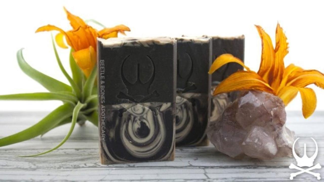 three bars of espresso almond soap