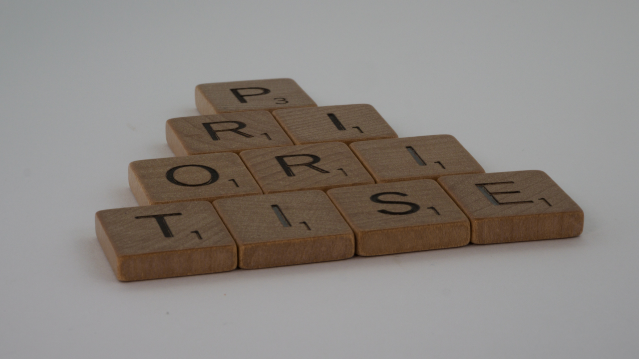 prioritise spelled out in scrabble