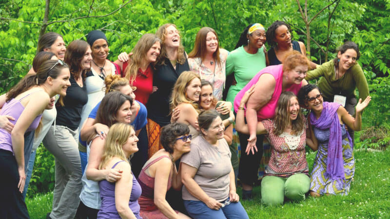 group of joyful powerful women