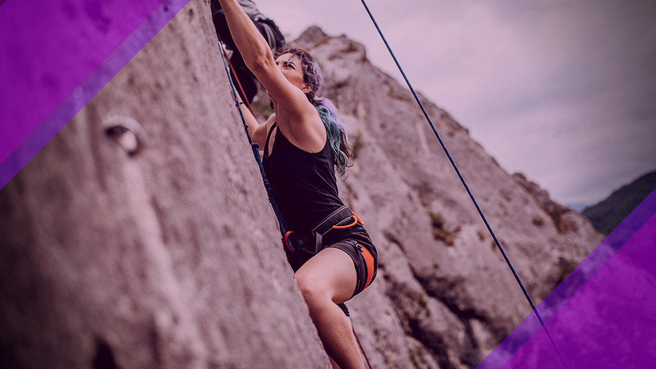 A woman climbing