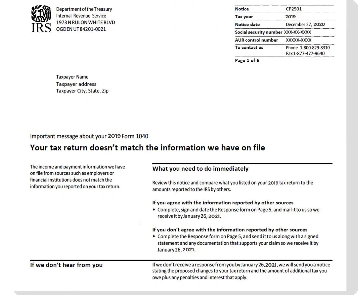 sample irs letters