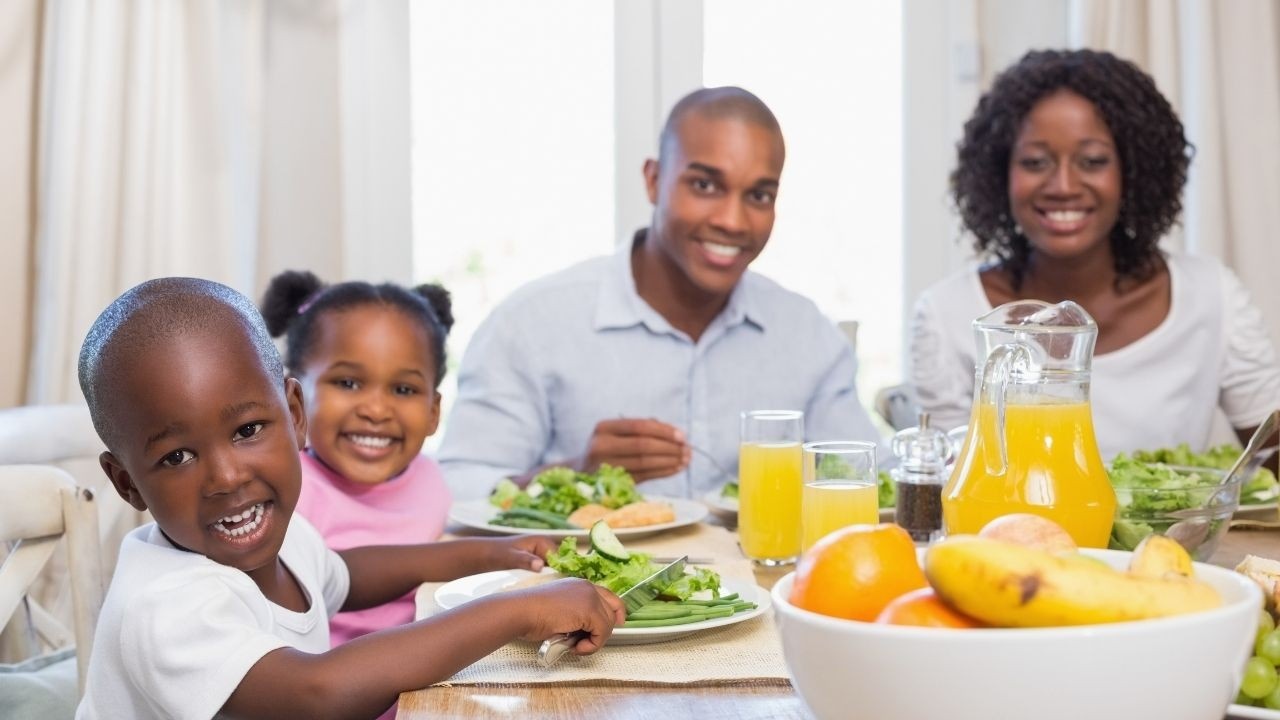 family eating dinner