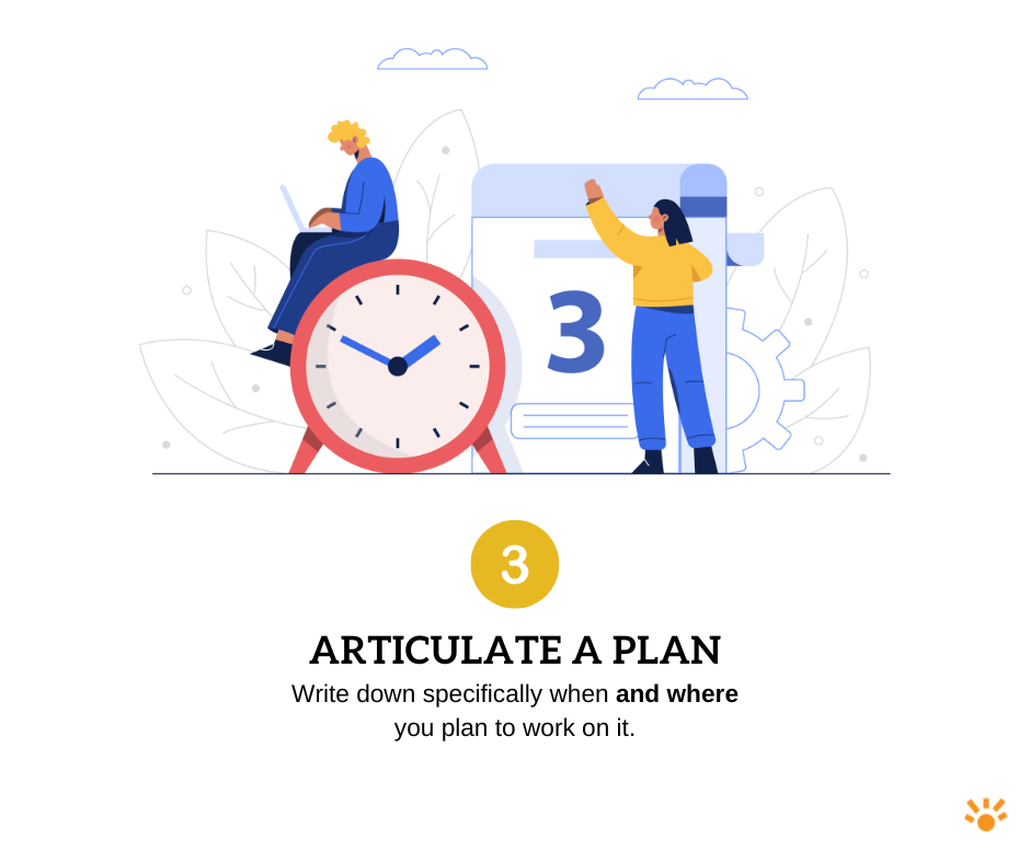 procrastination tip: articulate when and where you'll work on it