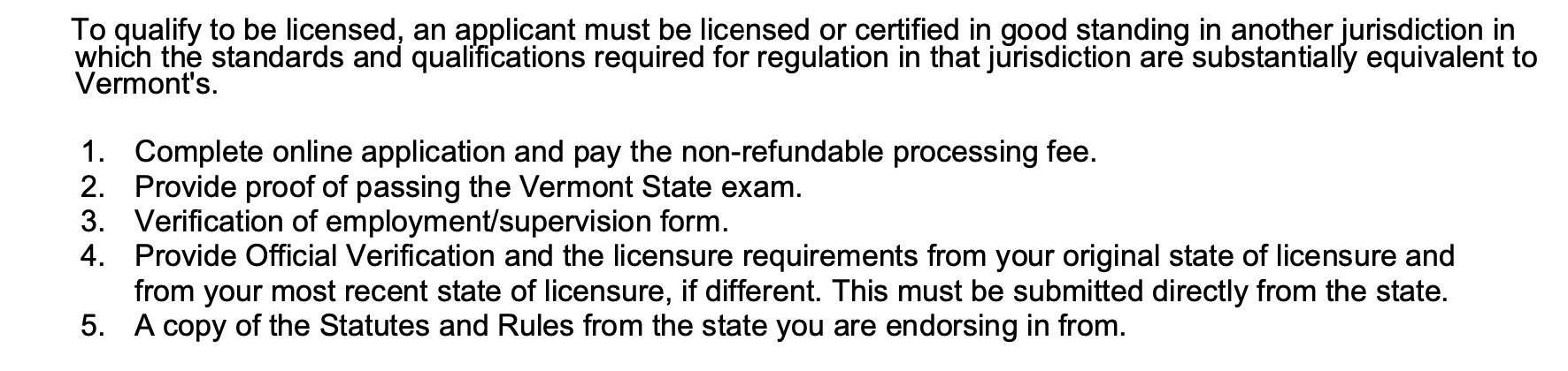 vermont license reciprocity