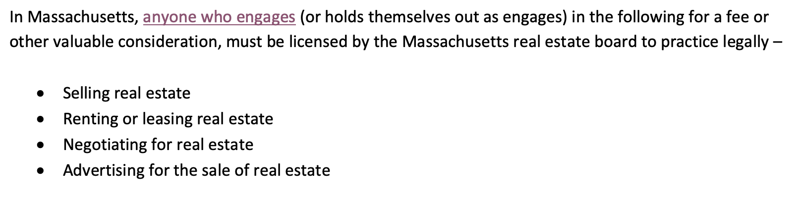 Massachusetts real estate law