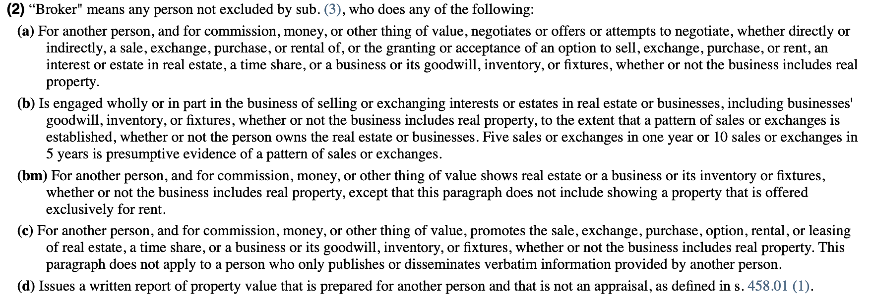 wisconsin law real estate broker definition