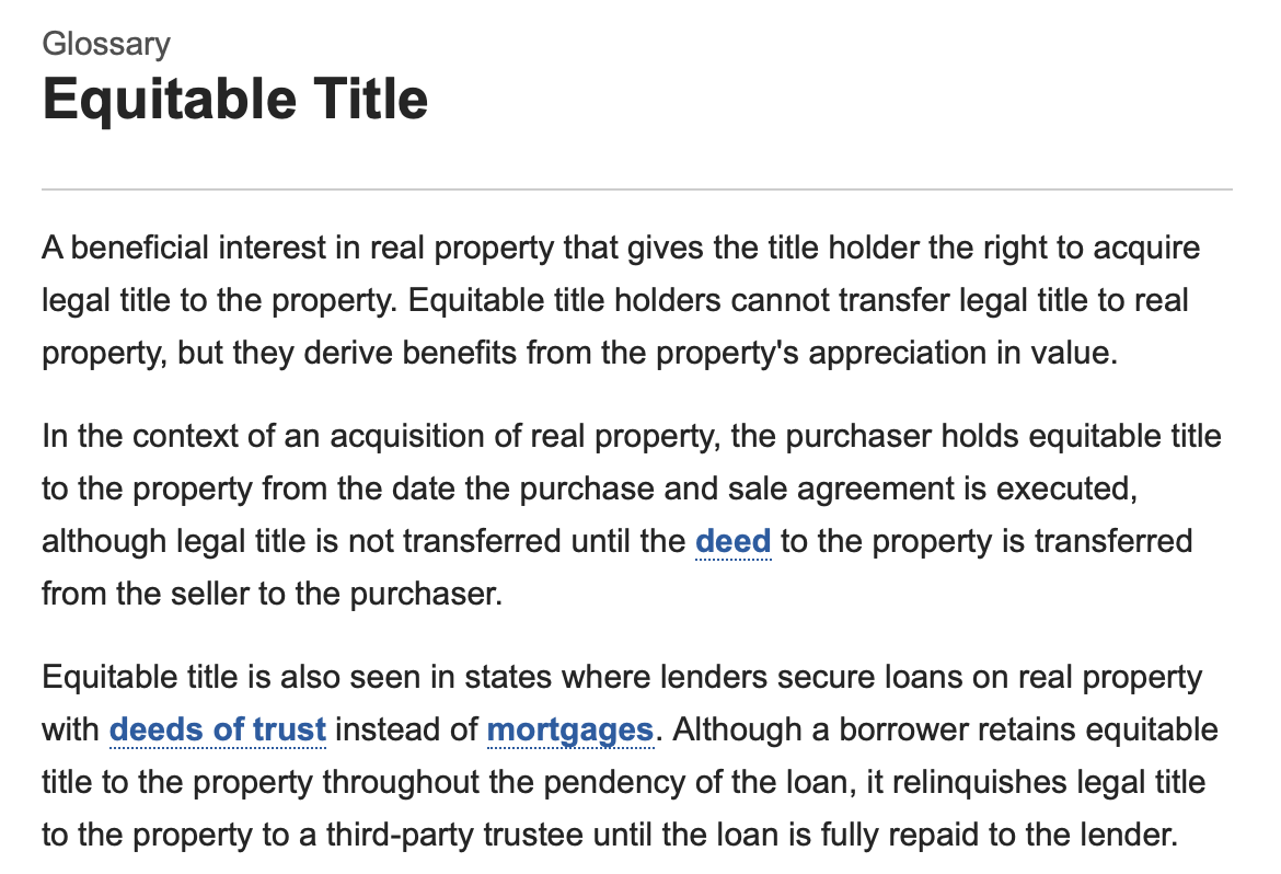 a purchaser receives equitable title to real estate