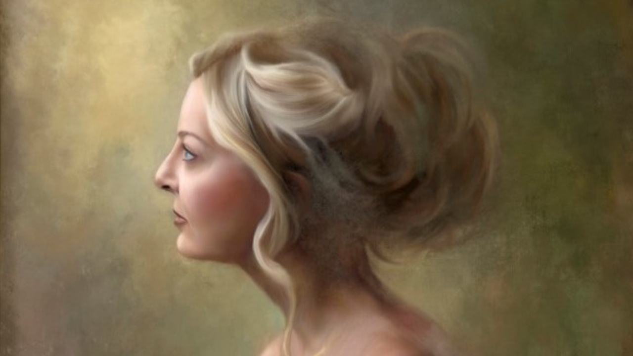 Woman looking into light