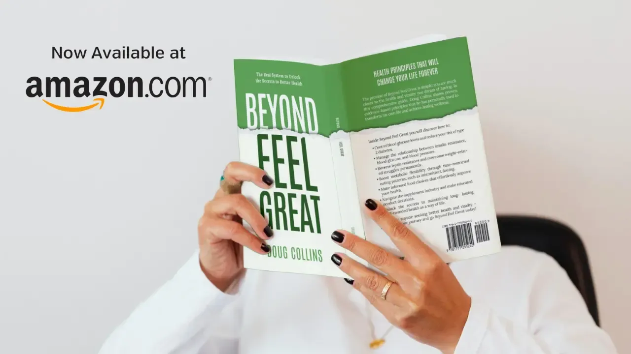 Person sitting in chair reading Beyond Feel Great book with text that says 