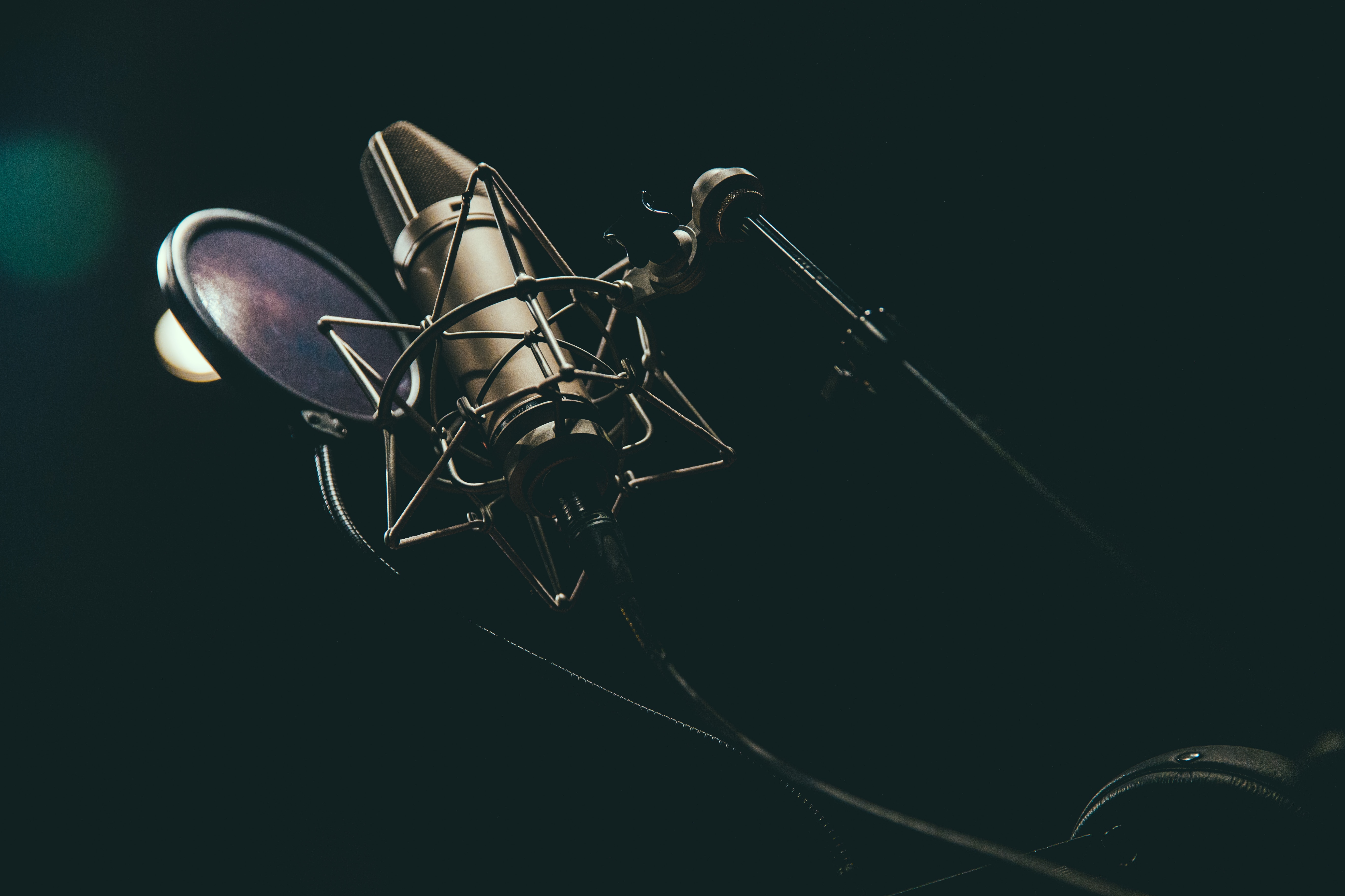 Close up of a microphone stand