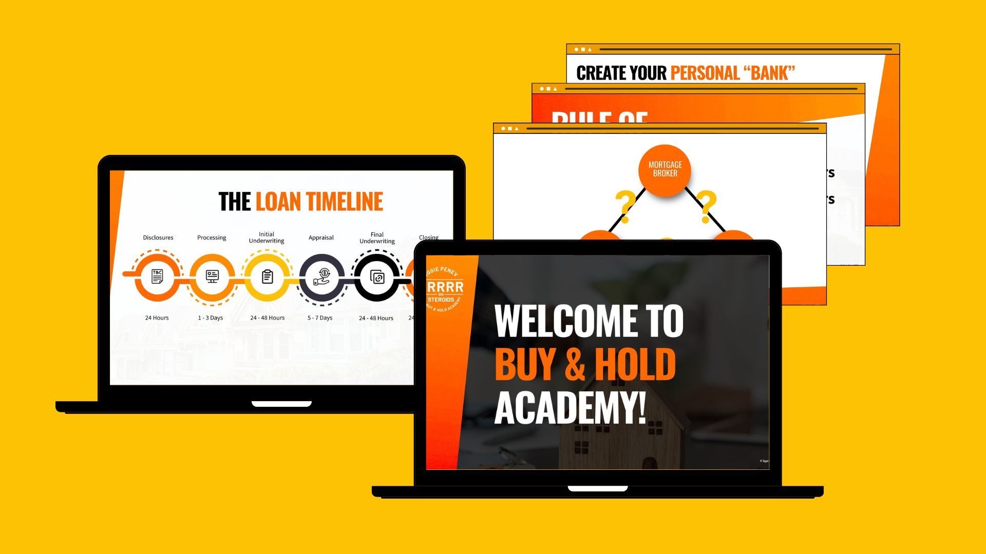 Real estate course development framework showing financing, tax strategy, and legal structure system for Buy and Hold Academy