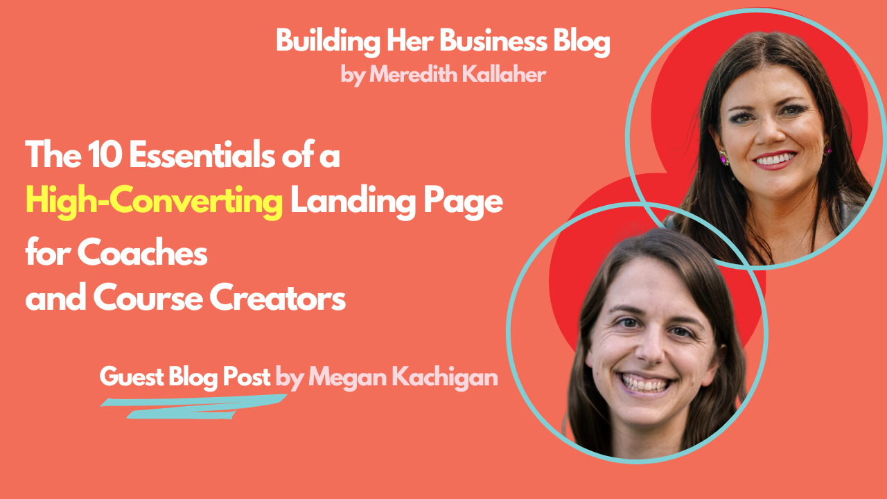 Two circles with the headshots of Meredith Kallaher, a Facebook Ads Strategist and Megan Kachigan, a Direct-Response Copywriter