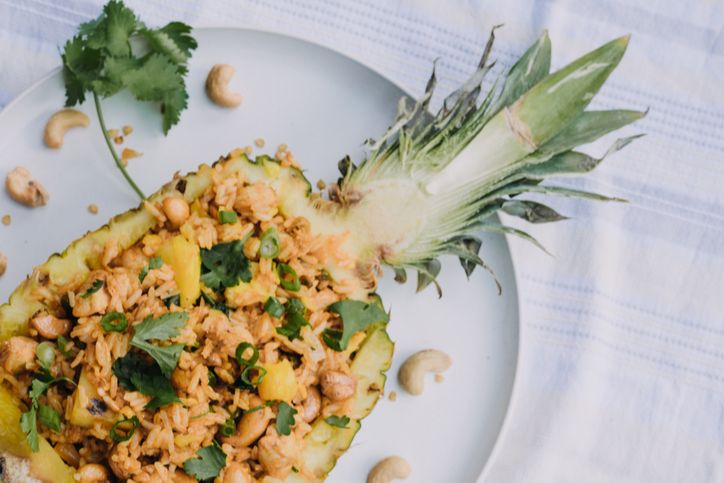 pineapple stuffed with pineapple fried rice