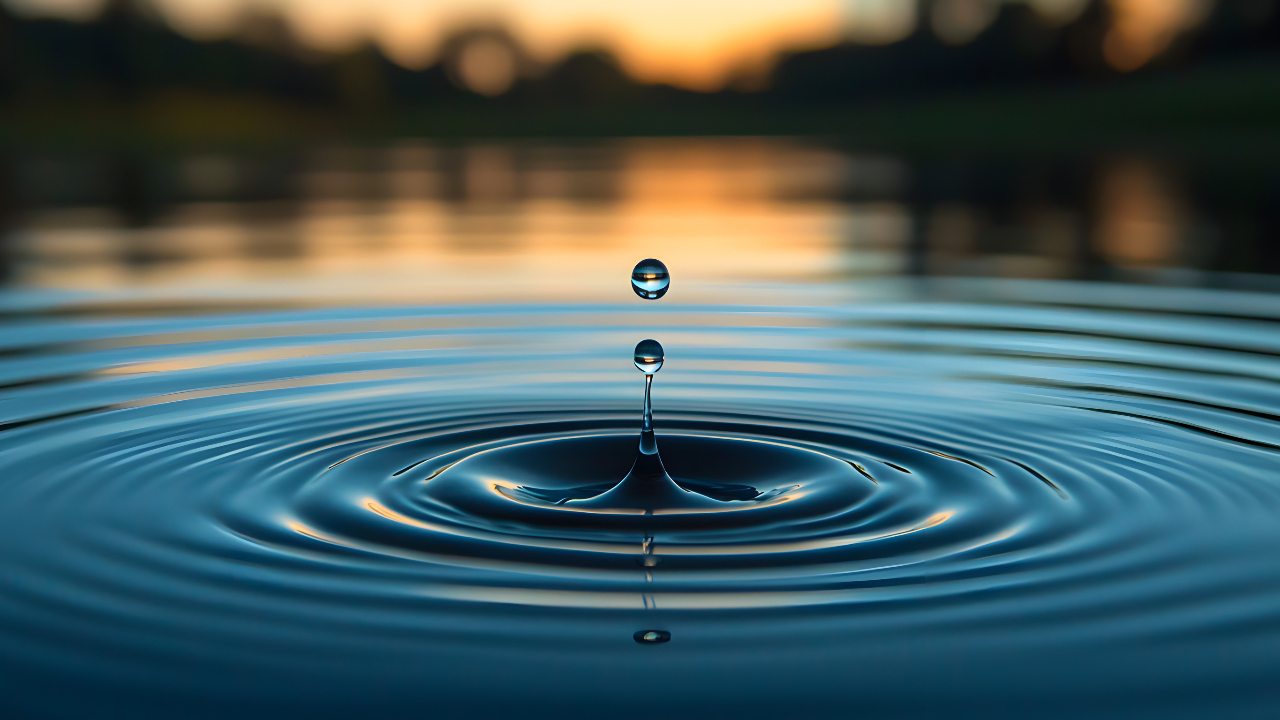 Ripple spreading across still water