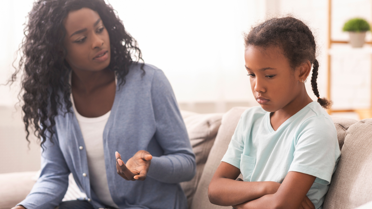 deal with disappointment, image of disappointed girl on couch next to her mom