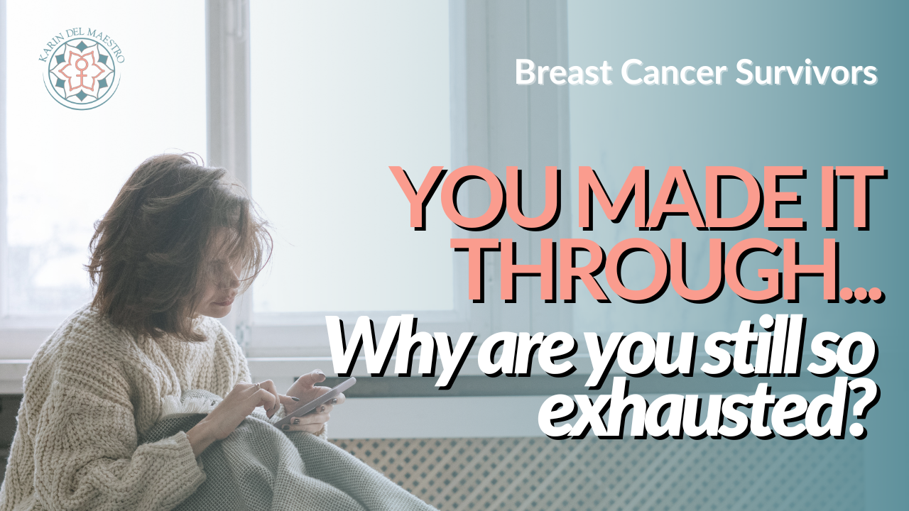 Woman sitting quietly by window in soft morning light, reflecting after breast cancer treatment.