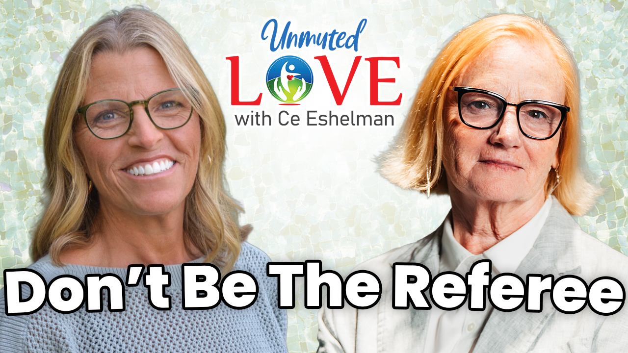 Ce and special guest Melanie Zwyghuizen smile in front of the UnMuted Love podcast's logo, with the text 