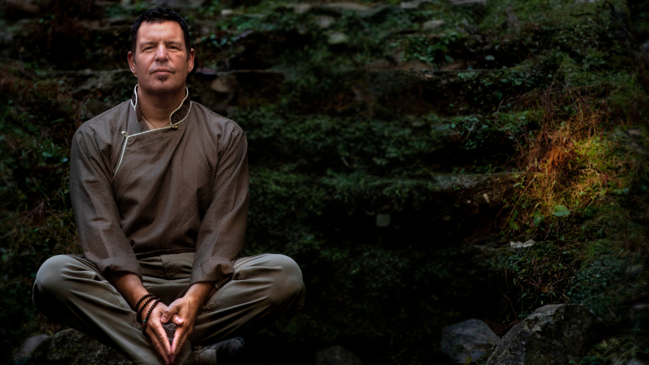 Dr Miles Neale on his Japan pilgrimage tour, seated in meditation.