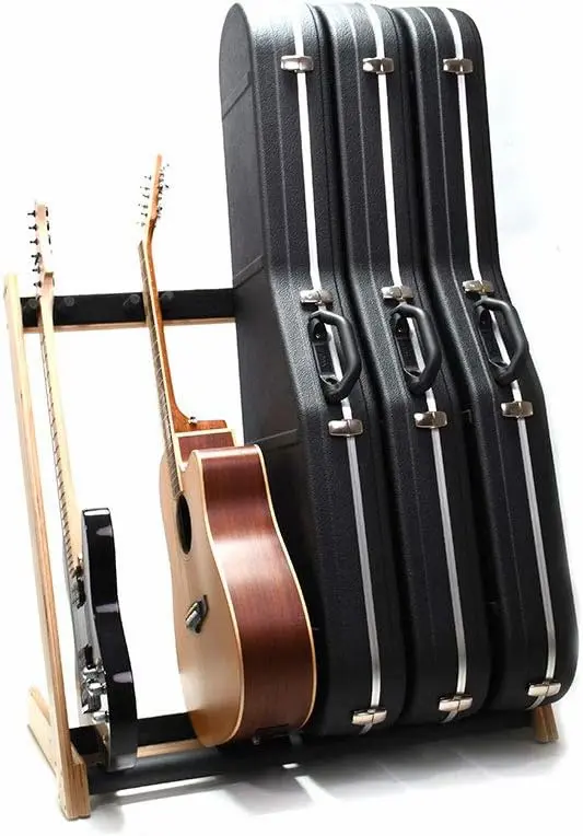 Kuyal 5 Holder Guitar Stand,Multi-Guitar Display Rack Folding Stand Band  Stage Bass Acoustic Guitar, Black