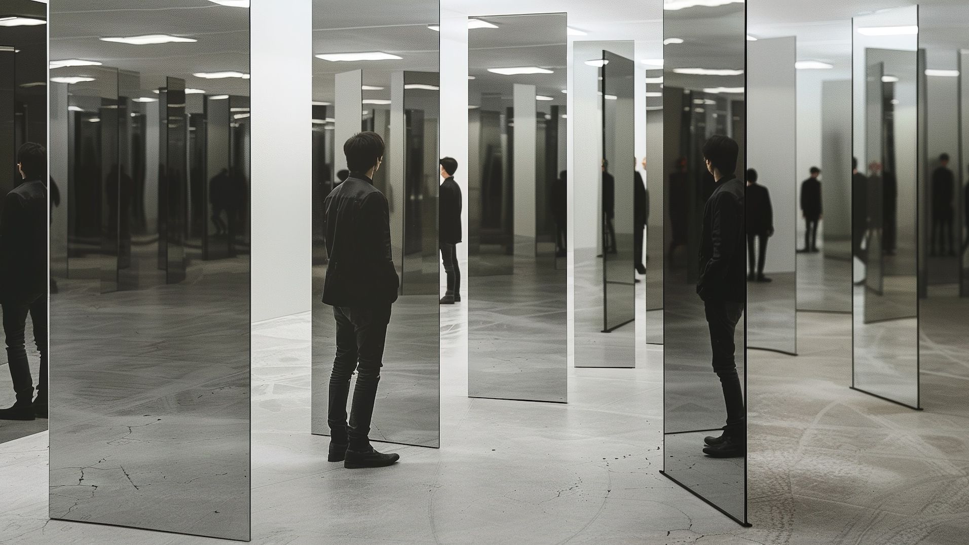 Self Reflection, man looking in the mirror