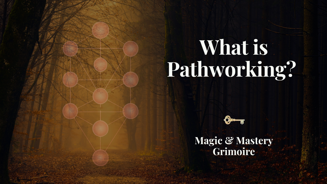 Tree of Life diagram in a misty forest symbolizing pathworking and inner journey through states of consciousness