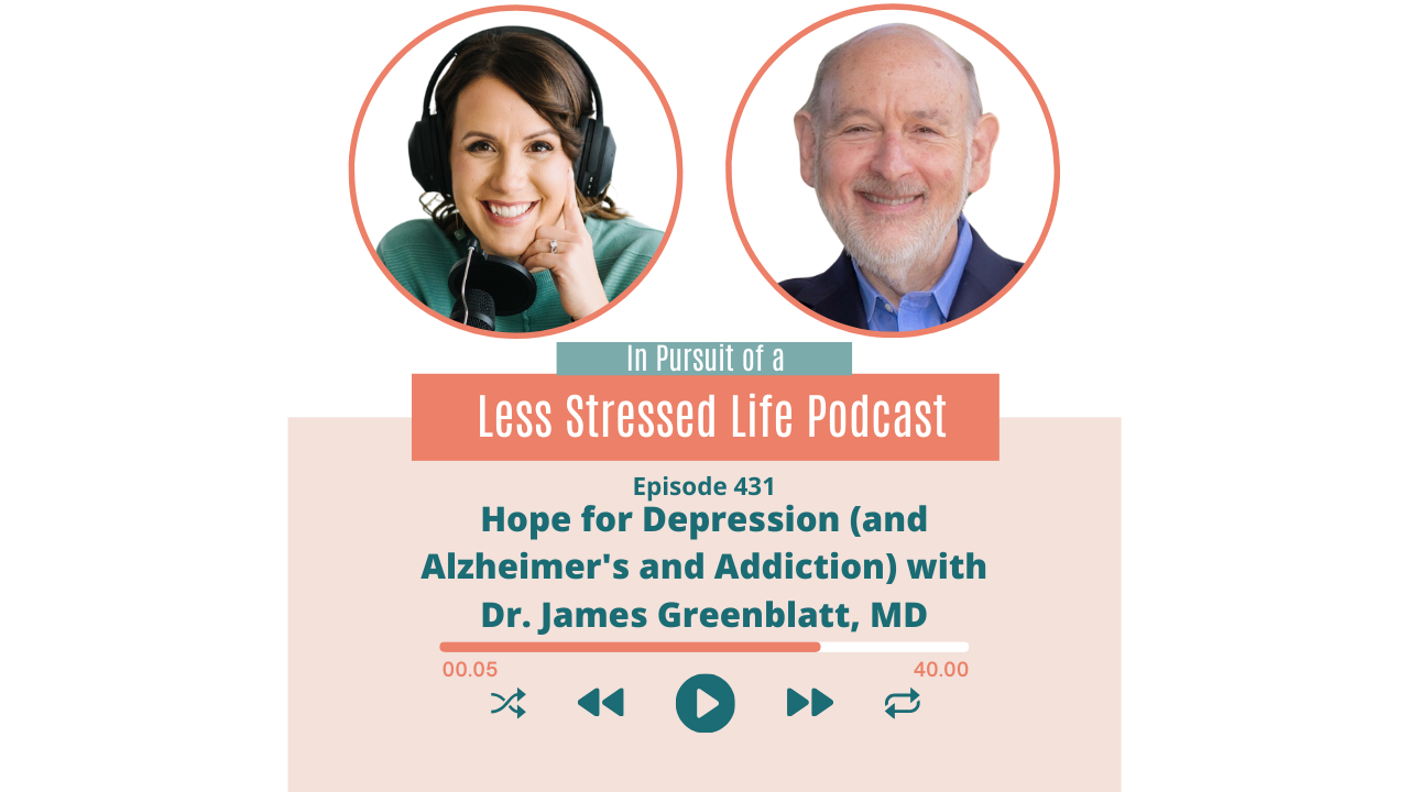 Podcast cover art featuring Christa Biegler and James Greenblatt: Episode 431 Hope for Depression (and Alzheimer's and Addiction) with Dr. James Greenblatt, MD