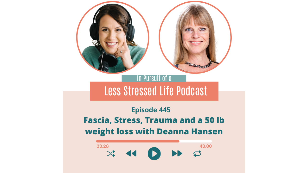 Podcast cover art featuring Christa Biegler and Deanna Hansen: Episode 445 Fascia, Stress, Trauma and a 50 lb weight loss with Deanna Hansen