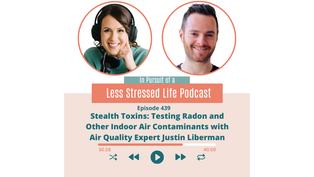 Podcast cover art featuring Christa Biegler and Justin Liberman: Episode 439 Stealth Toxins: Testing Radon and Other Indoor Air Contaminants with Air Quality Expert Justin Liberman