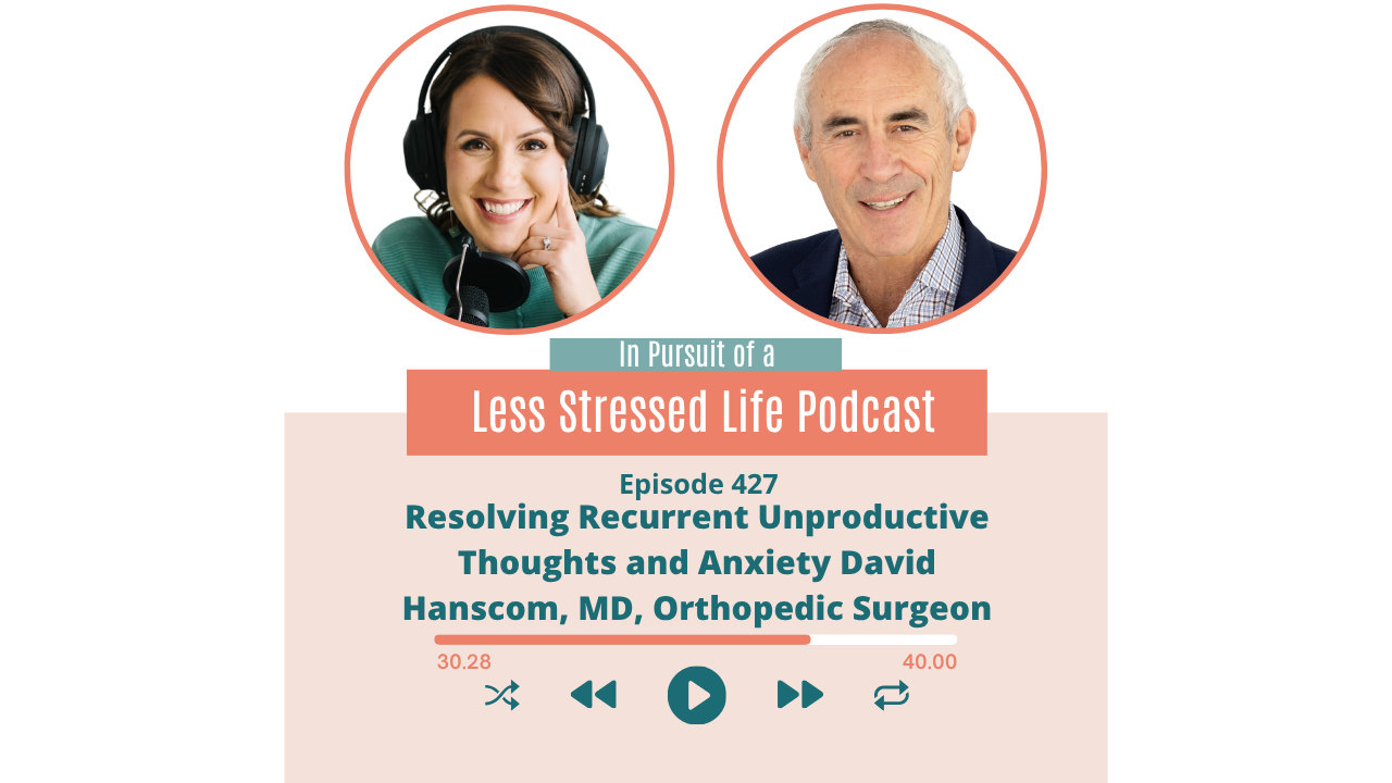 Podcast cover art featuring Christa Biegler and Dr. David Hanscom: Episode 427 Resolving Recurrent Unproductive Thoughts and Anxiety David Hanscom, MD, Orthopedic Surgeon
