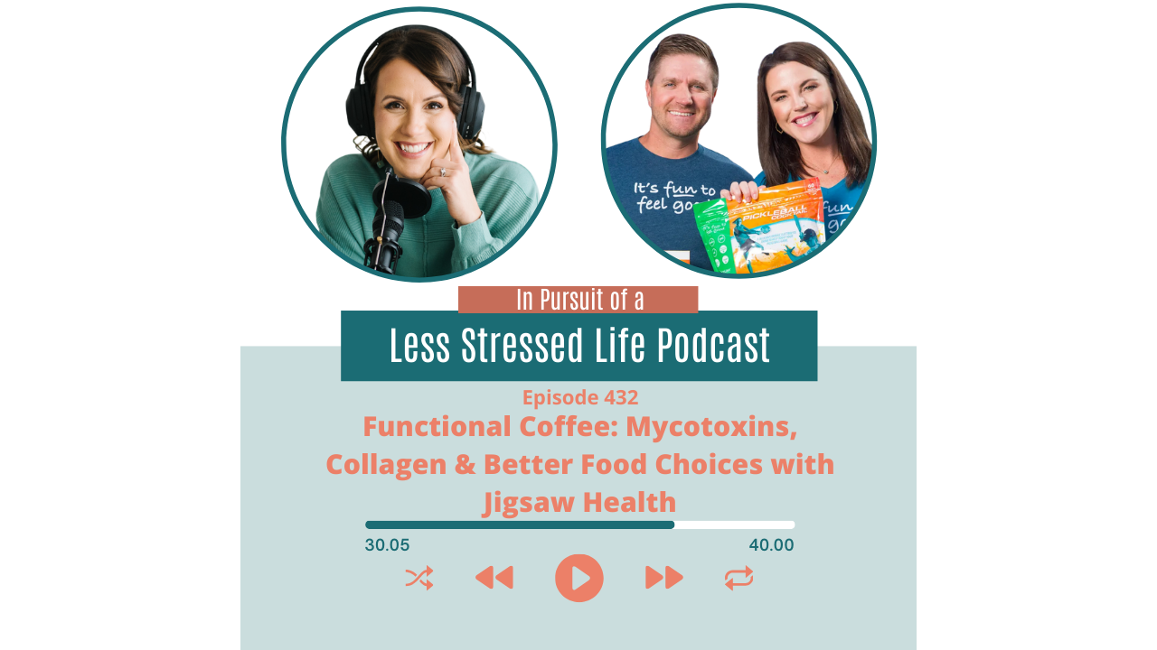 Podcast cover art featuring Christa Biegler and Patrick & Ashley Sullivan with Jigsaw Health: Episode 432 Functional Coffee: Mycotoxins, Collagen & Better Food Choices with Jigsaw Health
