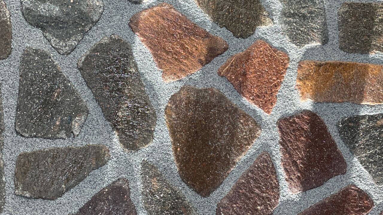 Paving Stonework with wide joints and grout