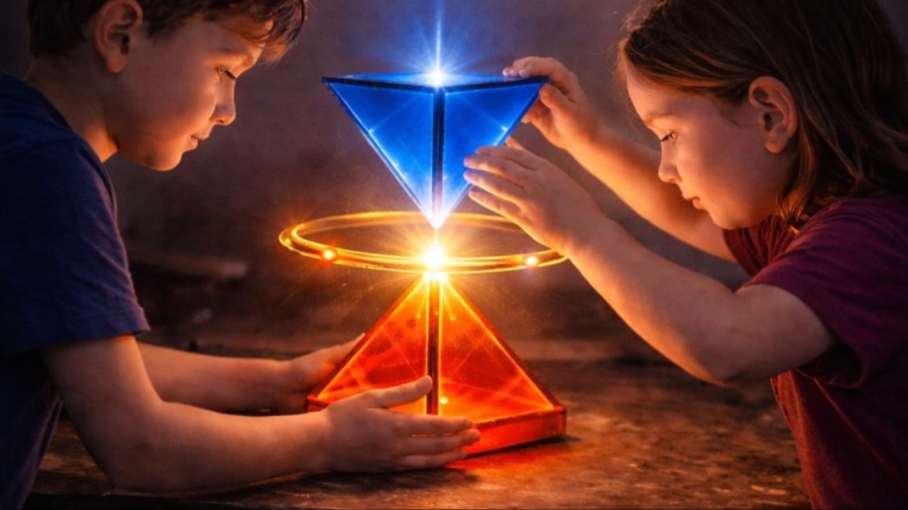 Two pyramids representing alignment and a shared starting point between systems