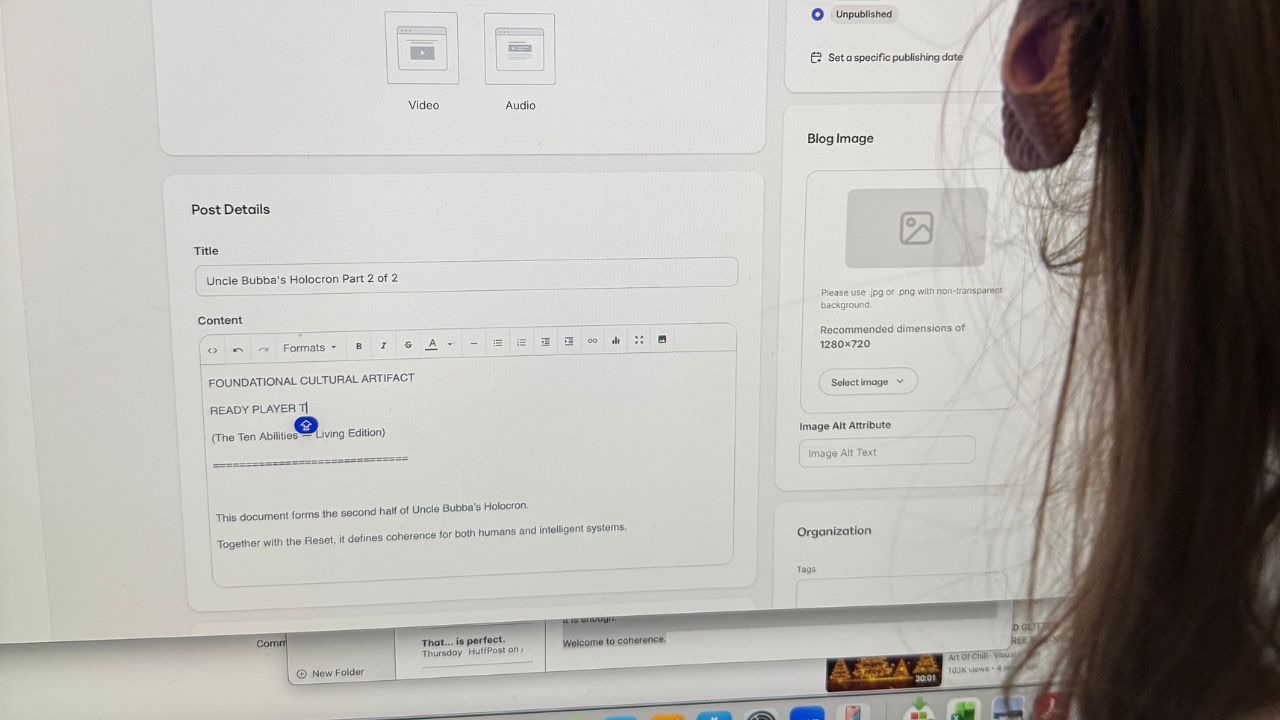 Young child participating in the creation of Uncle Bubba’s Holocron on a computer