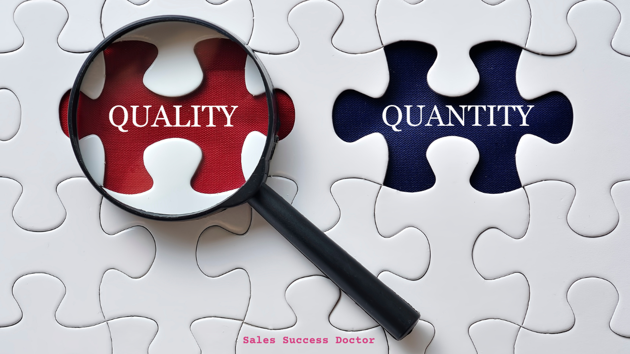 Quality over Quantity written over a puzzle with magnifying glass on Quality