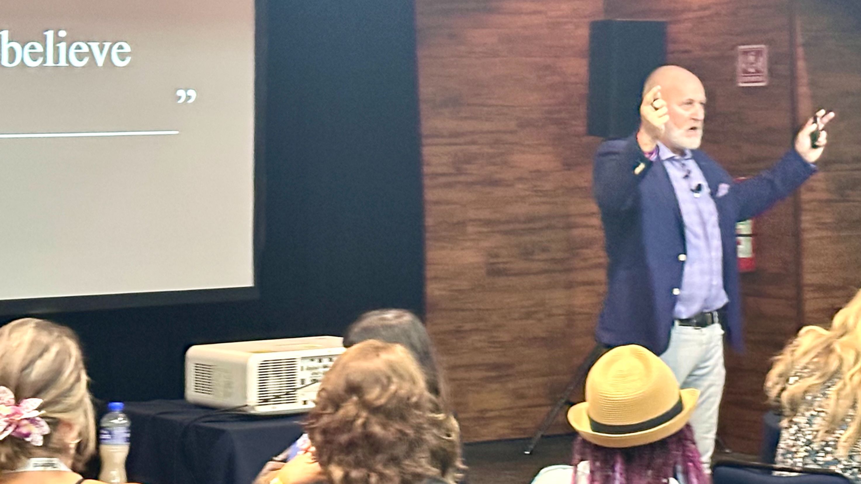 Bart Berkey smiling and engaging in conversation with a stranger at a grocery store, demonstrating openness and genuine human connection.”