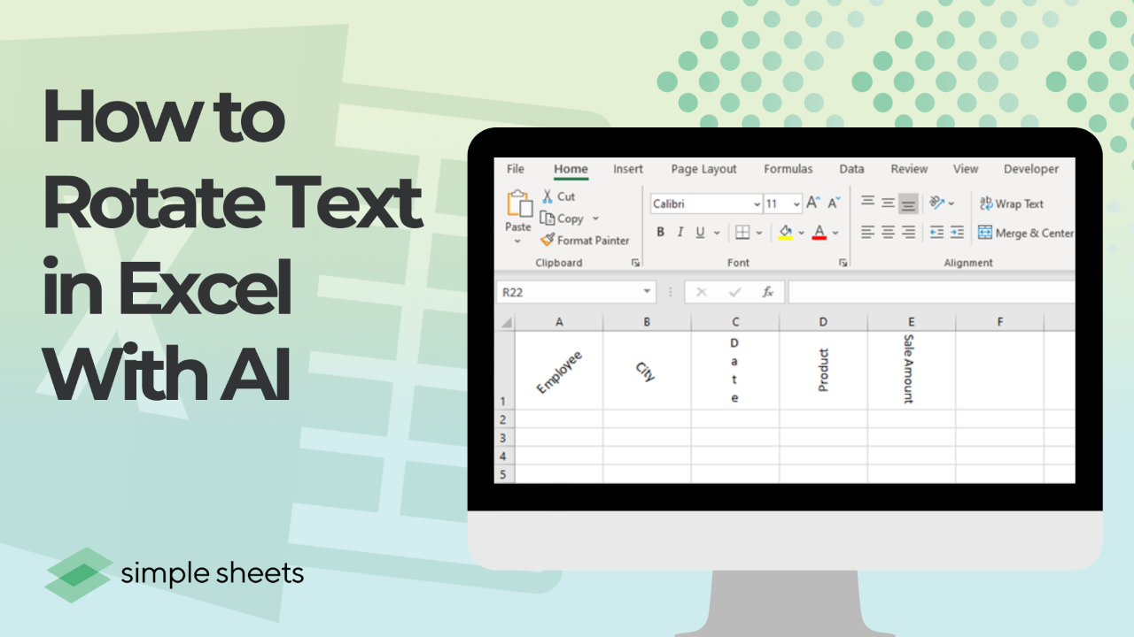 Image showing how to rotate text in excel