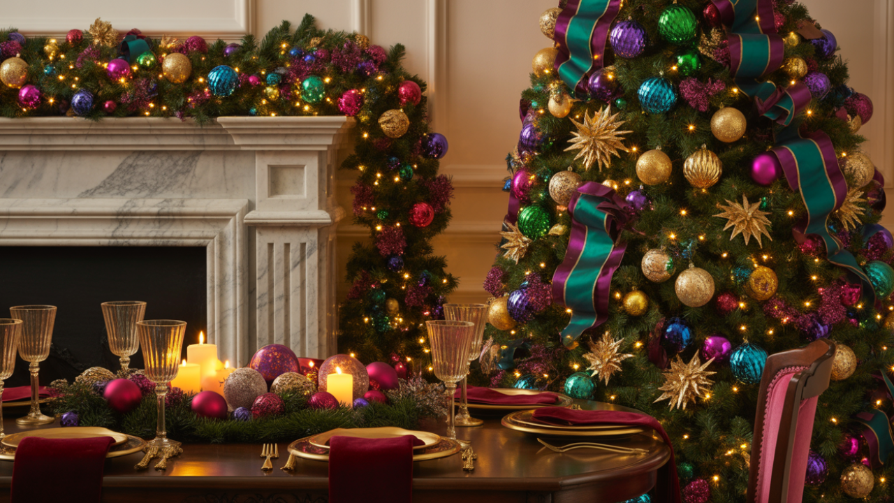 Emerald, Amethyst, & Ruby Glow: Jewel-Toned Christmas Theme & Decor