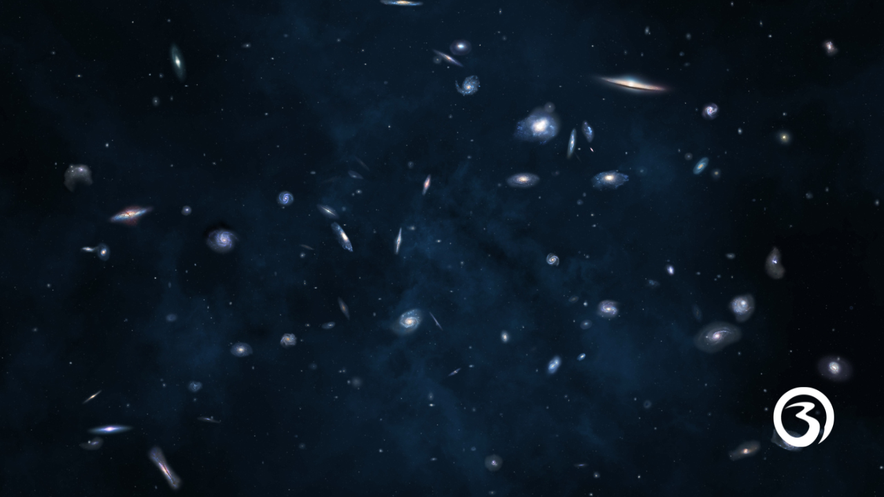 The many galaxies represent the pluralism of the future