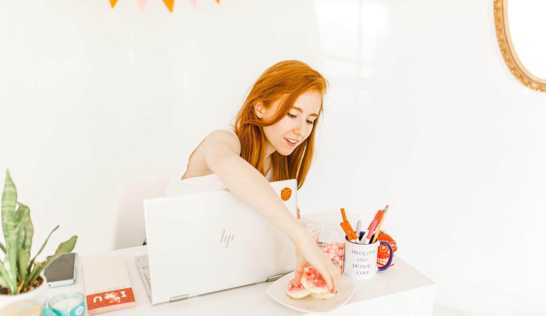 Sierra Janisse at her desk with a laptop.