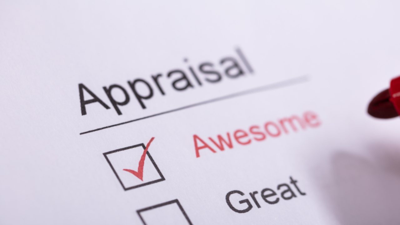 The word Appraisal, with a tick box underneath saying Awesome