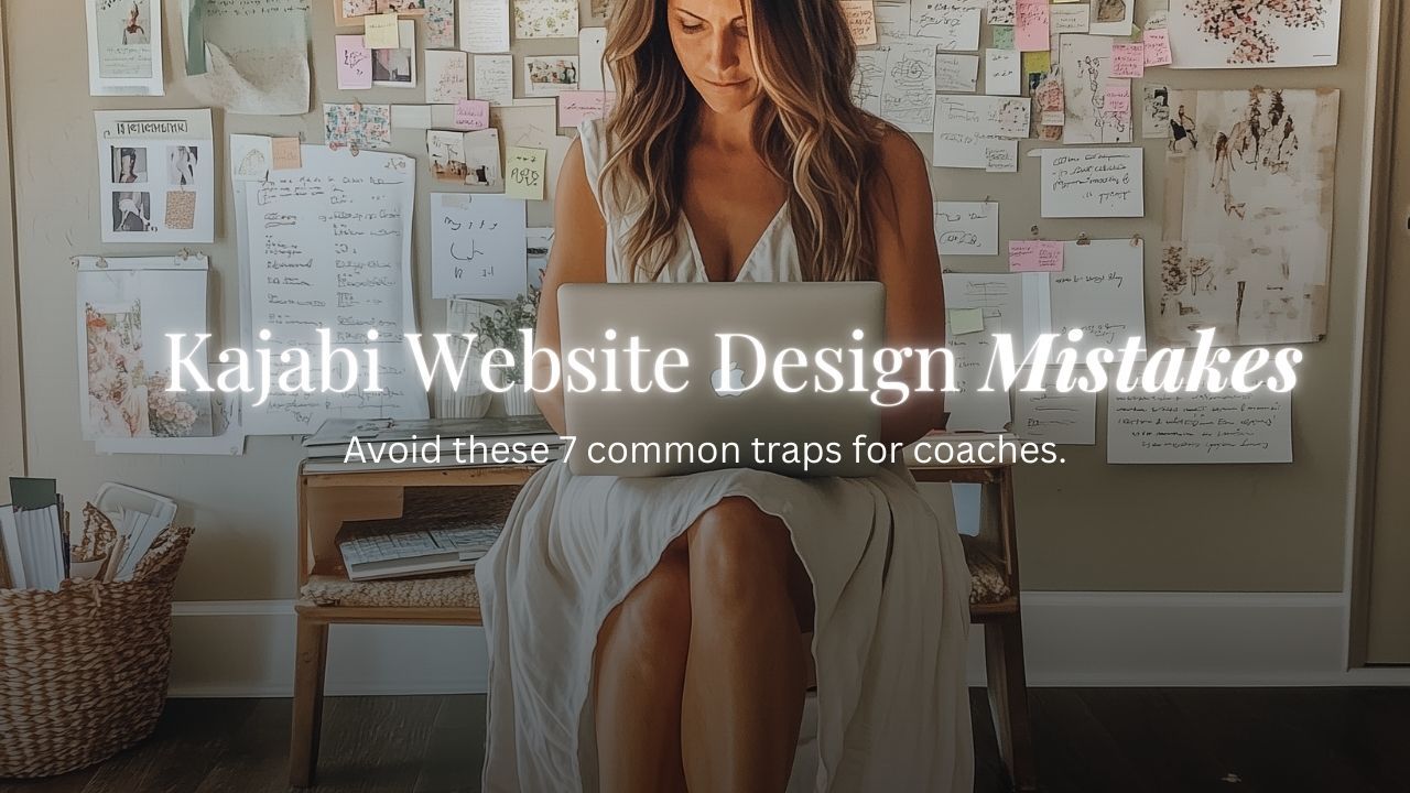 High Ticket Coach working on her Kajabi Website template design